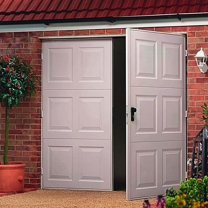 Side hinged PVC garage doors